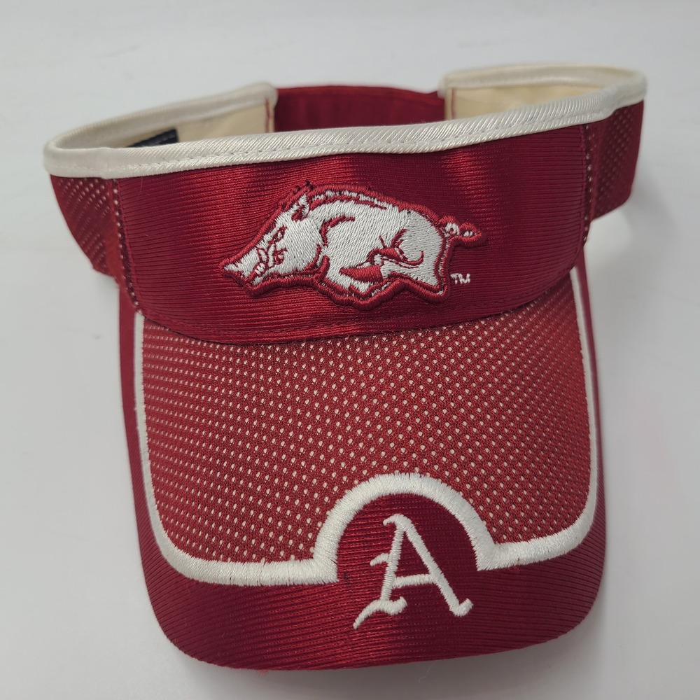 Arkansas Razorbacks Visor Hat Adjustable Starter Red White NCAA University Men